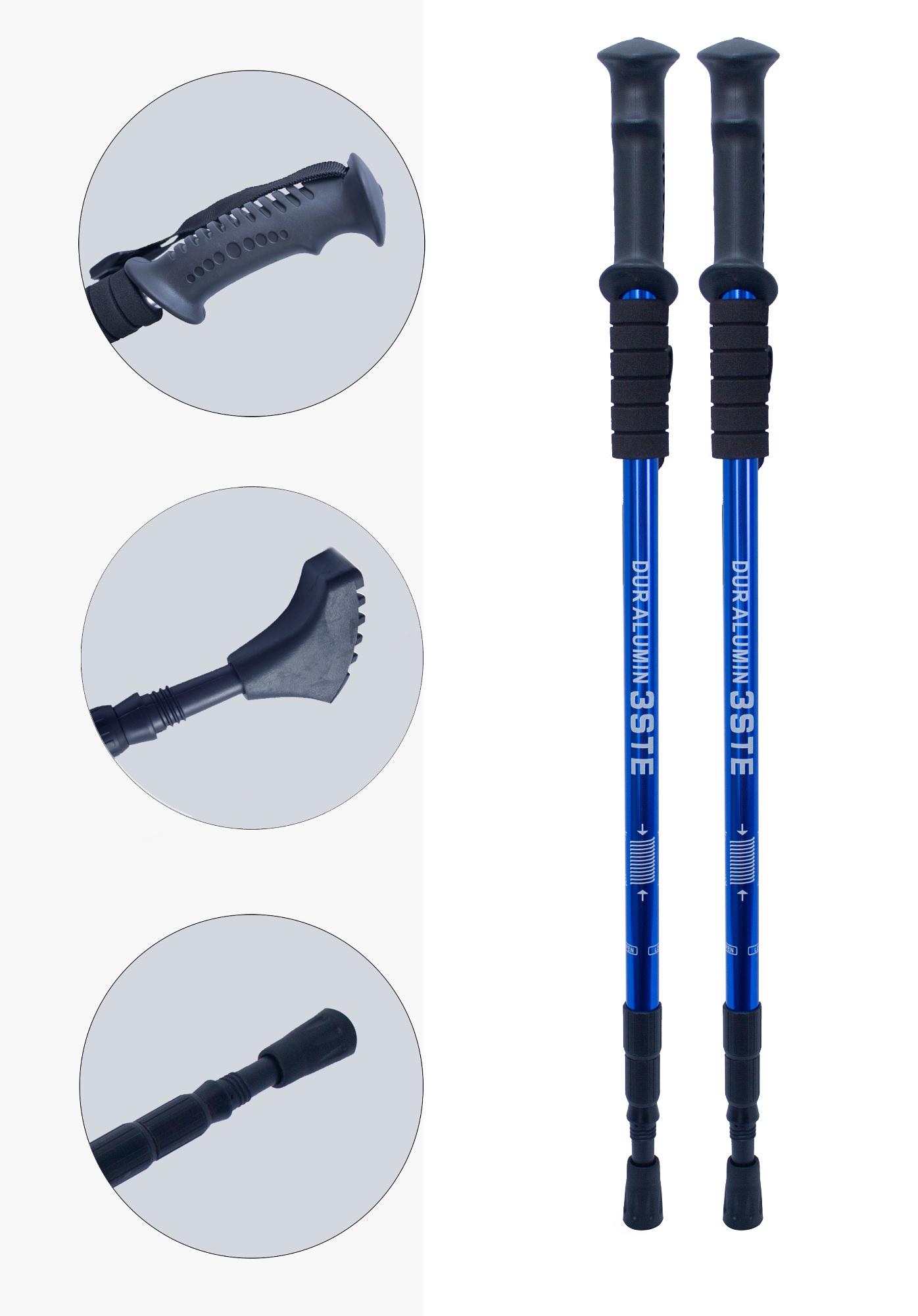Палки треккинговые телескопические антишок 135см синий TR-012 от магазина Супер Спорт